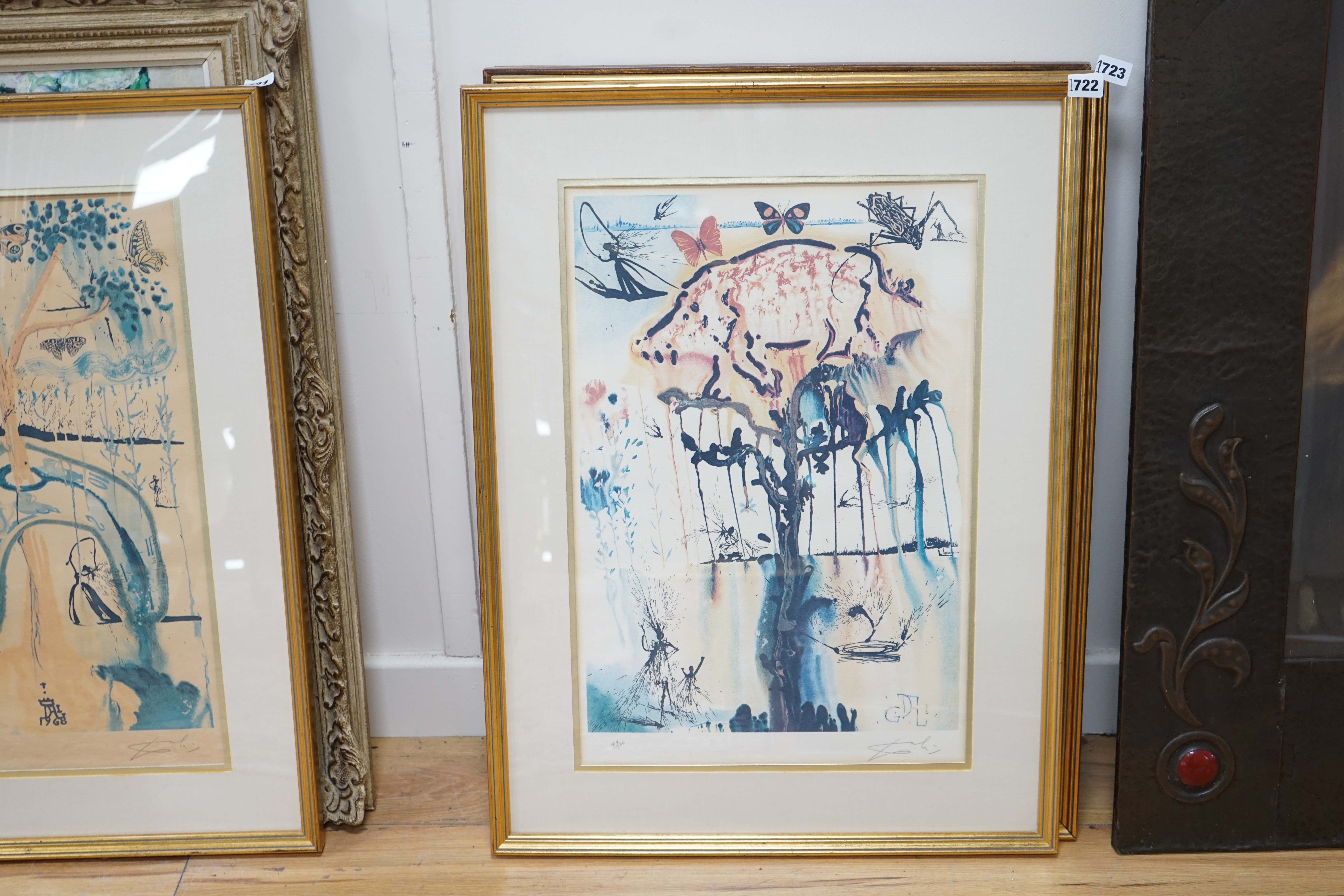 Salvador Dali (Spanish 1904-1989), colour lithograph, Alice in Wonderland, ‘ Pig and Pepper’, pencil numbered 74/300, facsimile signature, certificate of authenticity verso 56 x 37cm. Condition - fair